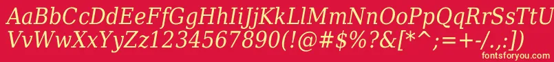 フォントDejavuSerifItalicCondensed – 黄色の文字、赤い背景