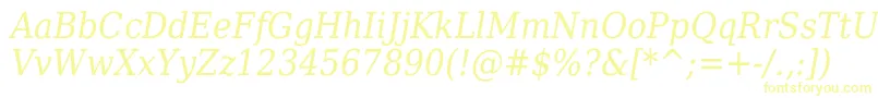 Czcionka DejavuSerifItalicCondensed – żółte czcionki na białym tle