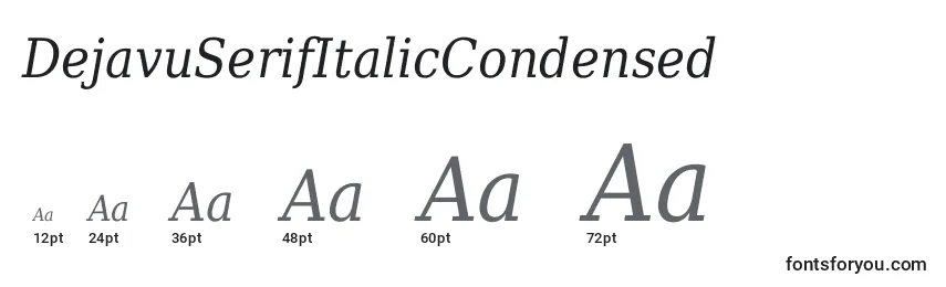 Размеры шрифта DejavuSerifItalicCondensed