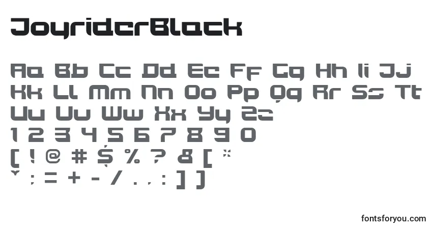 Czcionka JoyriderBlack – alfabet, cyfry, specjalne znaki