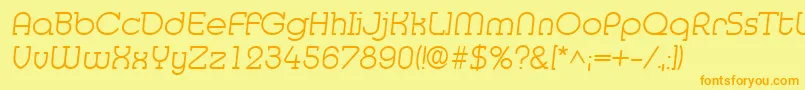 MedflyLight-Schriftart – Orangefarbene Schriften auf gelbem Hintergrund