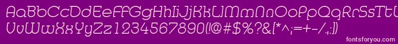 MedflyLight-fontti – vaaleanpunaiset fontit violetilla taustalla