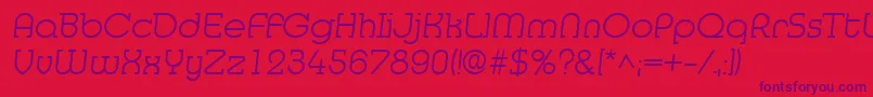 MedflyLight-Schriftart – Violette Schriften auf rotem Hintergrund