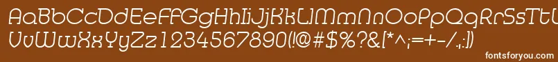 MedflyLight-fontti – valkoiset fontit ruskealla taustalla