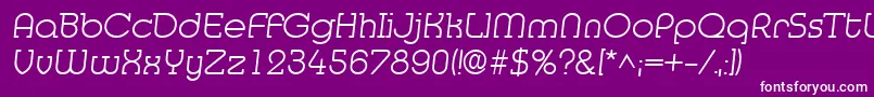 MedflyLight-Schriftart – Weiße Schriften auf violettem Hintergrund