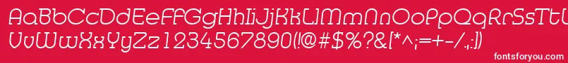 MedflyLight-Schriftart – Weiße Schriften auf rotem Hintergrund