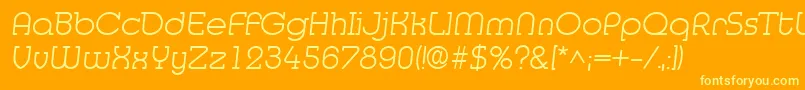 MedflyLight-Schriftart – Gelbe Schriften auf orangefarbenem Hintergrund