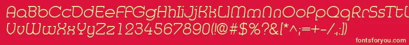 MedflyLight-Schriftart – Gelbe Schriften auf rotem Hintergrund