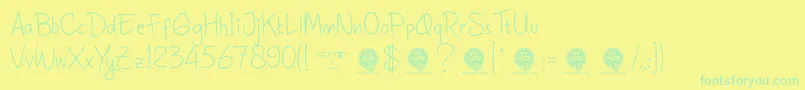 Weitere Informationen zur DhfQuintasDiary-Schriftart DhfQuintasDiary-Schriftart – Grüne Schriften auf gelbem Hintergrund