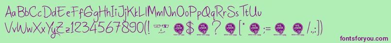 DhfQuintasDiary Font – Purple Fonts on Green Background