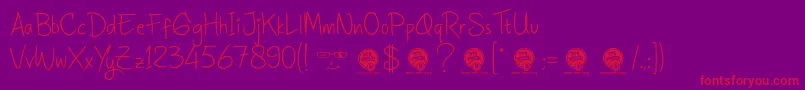 DhfQuintasDiary Font – Red Fonts on Purple Background