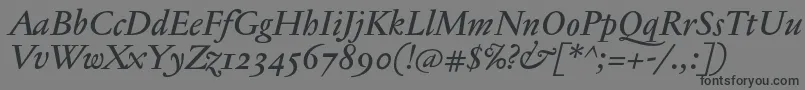 フォントJannontextmedosfItalic – 黒い文字の灰色の背景