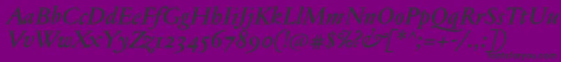 Шрифт JannontextmedosfItalic – чёрные шрифты на фиолетовом фоне