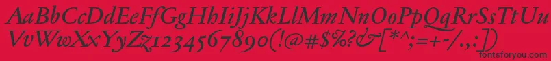 JannontextmedosfItalic Font – Black Fonts on Red Background