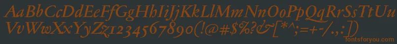 Czcionka JannontextmedosfItalic – brązowe czcionki na czarnym tle