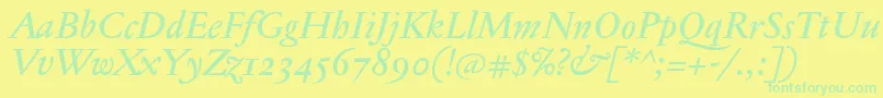 JannontextmedosfItalic-Schriftart – Grüne Schriften auf gelbem Hintergrund