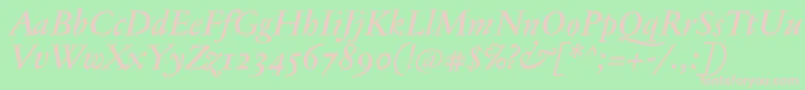 JannontextmedosfItalic Font – Pink Fonts on Green Background