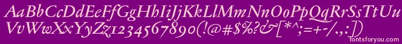 JannontextmedosfItalic Font – Pink Fonts on Purple Background