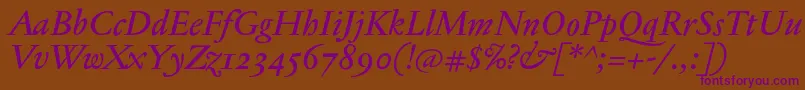 JannontextmedosfItalic Font – Purple Fonts on Brown Background