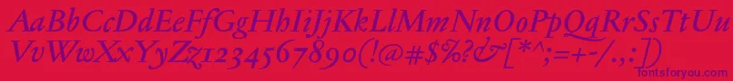 JannontextmedosfItalic Font – Purple Fonts on Red Background