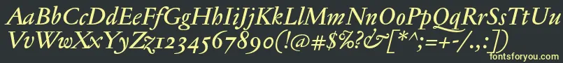 Fonte JannontextmedosfItalic – fontes amarelas em um fundo preto