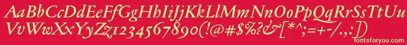 Шрифт JannontextmedosfItalic – жёлтые шрифты на красном фоне