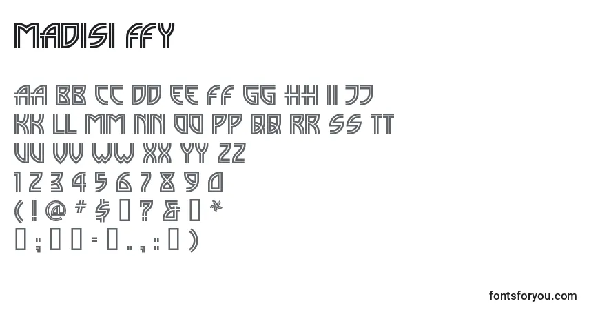 Schriftart Madisi ffy – Alphabet, Zahlen, spezielle Symbole