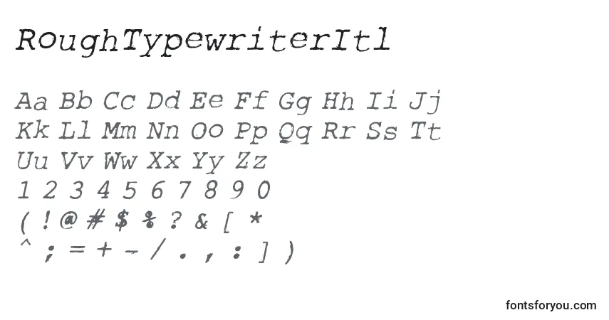 Schriftart RoughTypewriterItl – Alphabet, Zahlen, spezielle Symbole