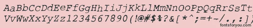 フォントRoughTypewriterItl – ピンクの背景に黒い文字