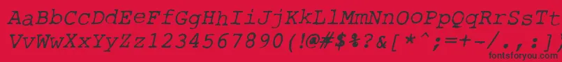 Fonte RoughTypewriterItl – fontes pretas em um fundo vermelho