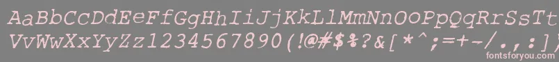 RoughTypewriterItl-fontti – vaaleanpunaiset fontit harmaalla taustalla