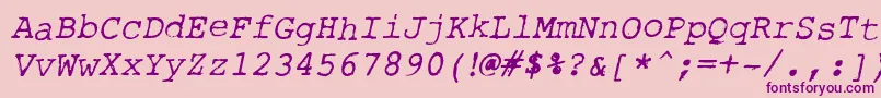 フォントRoughTypewriterItl – ピンクの背景に紫のフォント