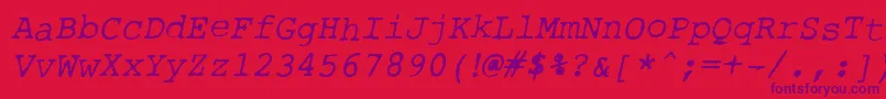 RoughTypewriterItl Font – Purple Fonts on Red Background
