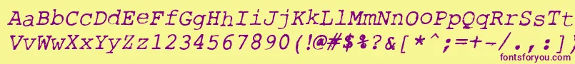 Шрифт RoughTypewriterItl – фиолетовые шрифты на жёлтом фоне