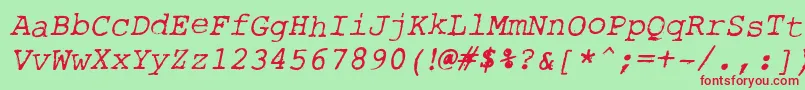 RoughTypewriterItl Font – Red Fonts on Green Background