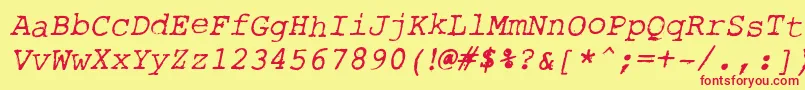 RoughTypewriterItl Font – Red Fonts on Yellow Background