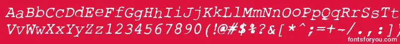 Fonte RoughTypewriterItl – fontes brancas em um fundo vermelho