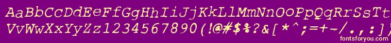 Fonte RoughTypewriterItl – fontes amarelas em um fundo roxo