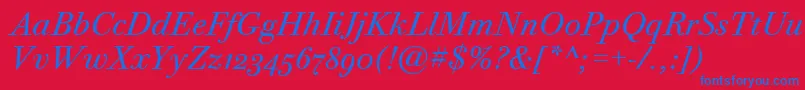 BodoniTwelveOsItcTtBookita Font – Blue Fonts on Red Background