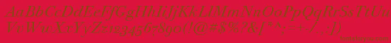 BodoniTwelveOsItcTtBookita Font – Brown Fonts on Red Background