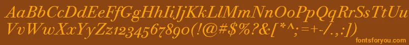 BodoniTwelveOsItcTtBookita Font – Orange Fonts on Brown Background