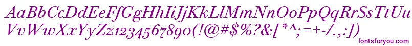 BodoniTwelveOsItcTtBookita-Schriftart – Violette Schriften auf weißem Hintergrund