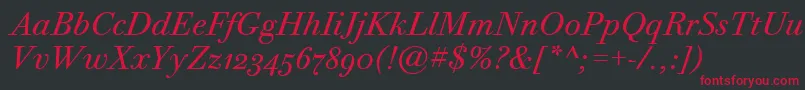 BodoniTwelveOsItcTtBookita Font – Red Fonts on Black Background