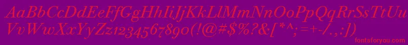 BodoniTwelveOsItcTtBookita Font – Red Fonts on Purple Background