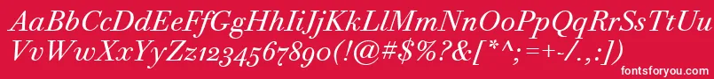 BodoniTwelveOsItcTtBookita Font – White Fonts on Red Background