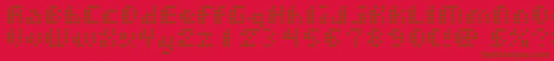 Dotshorm-Schriftart – Braune Schriften auf rotem Hintergrund