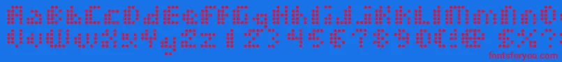フォントDotshorm – 赤い文字の青い背景