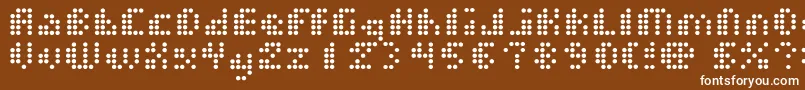 Dotshorm-Schriftart – Weiße Schriften auf braunem Hintergrund