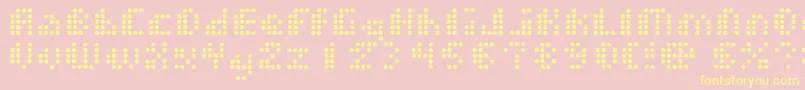Saiba mais sobre a fonte Dotshorm Fonte Dotshorm – fontes amarelas em um fundo rosa