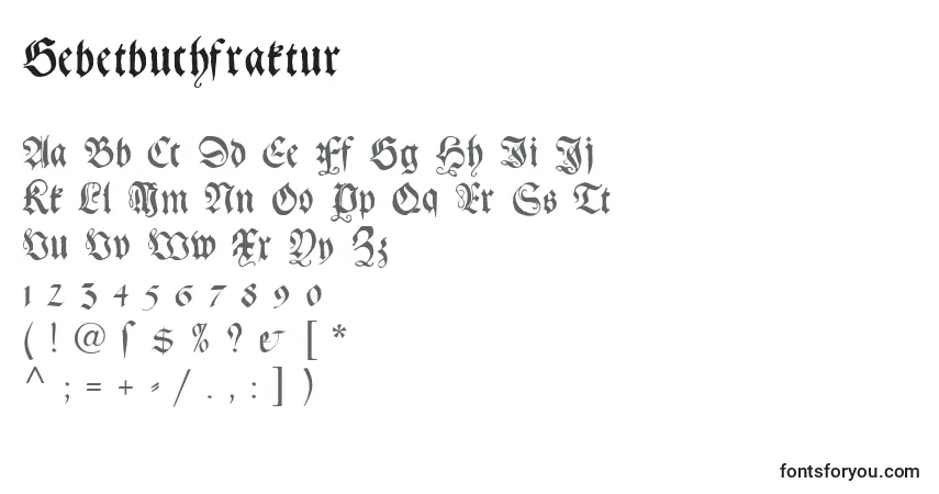 Шрифт Gebetbuchfraktur – алфавит, цифры, специальные символы